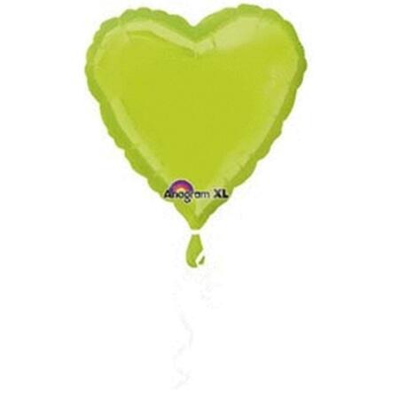 ANAGRAM 18 in. Kiwi Green Heart Balloon, 5PK 52281